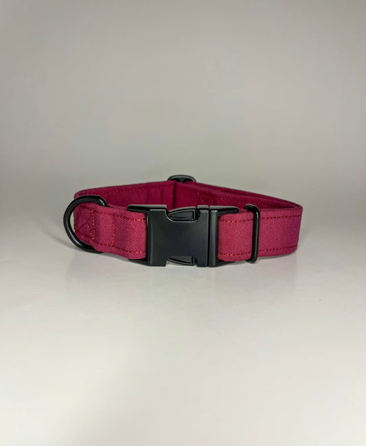 PERSONALISED WAERPROOF FABRIC BURGUNDY DOG COLLAR