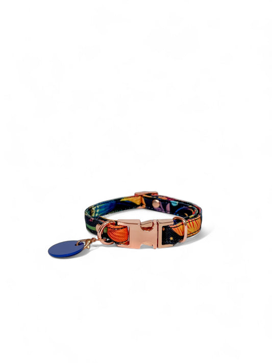 Cat collar with ID tag "falling leaves"