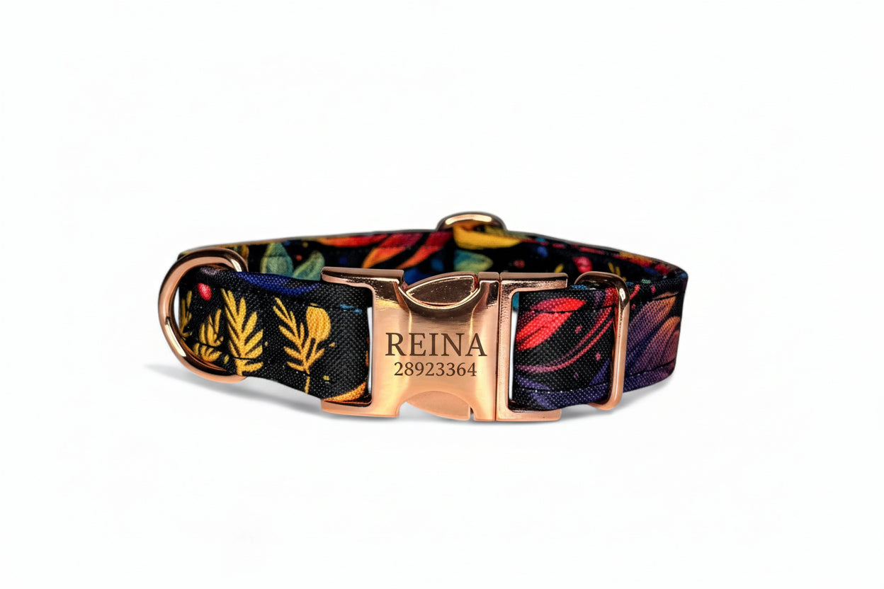 Personalised dog collar "falling leaves"