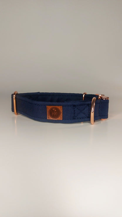 PERSONALISED DARK BLUE WATERPROOF FABRIC DOG COLLAR