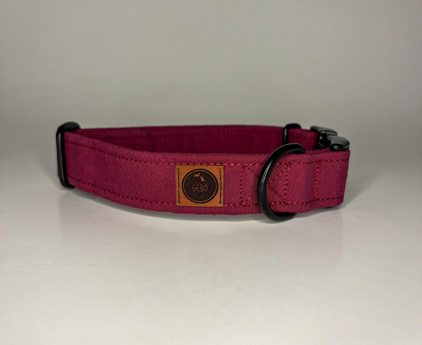 PERSONALISED WAERPROOF FABRIC BURGUNDY DOG COLLAR