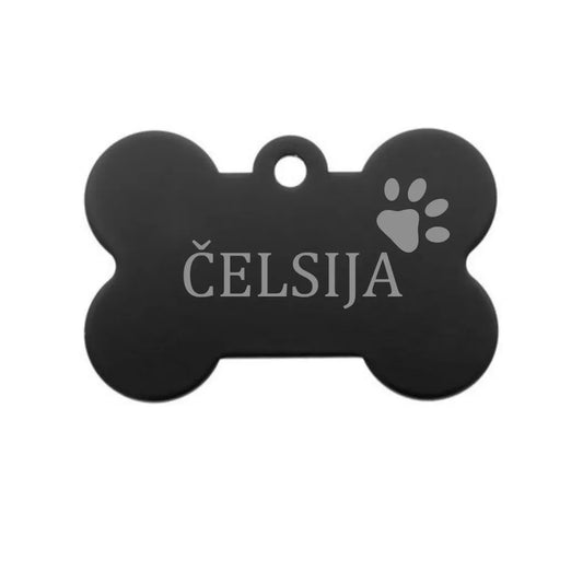 Bone shape ID tag black