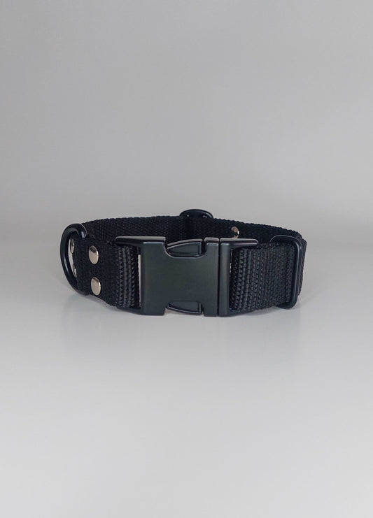 PERSONALISED DOG BLACK COLLAR WITH BLACK BUCKLE